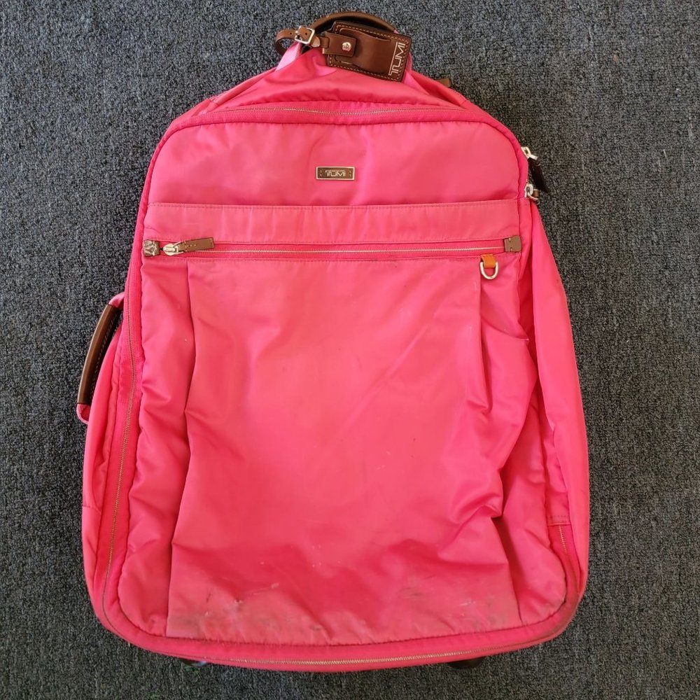 Tumi Pink Rolling Carrying Luggage Suitcase Travel Storage Bag
